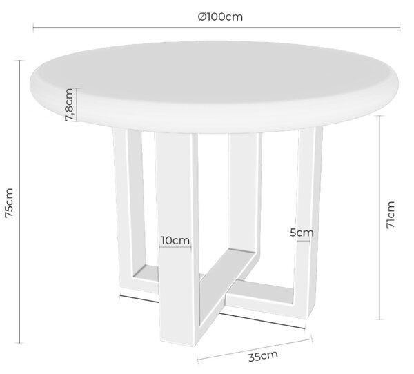 Somcasa Bílý jídelní stůl Violette 100 cm