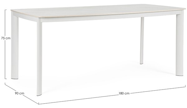 -25 % Dny MOMENTI– Bizzotto Bílý zahradní stůl Alcora 180 x 90 cm s keramickou deskou