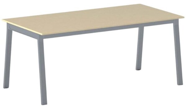 Jednací kancelářský stůl PRIMO BASIC, 180x90 cm, šedostříbrná podnož, bříza