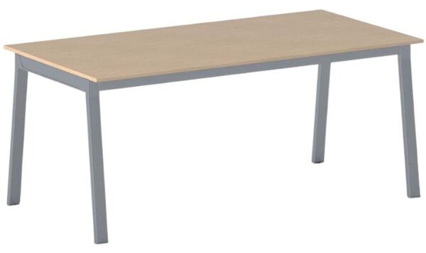 Jednací kancelářský stůl PRIMO BASIC, 160x80 cm, šedostříbrná podnož, buk