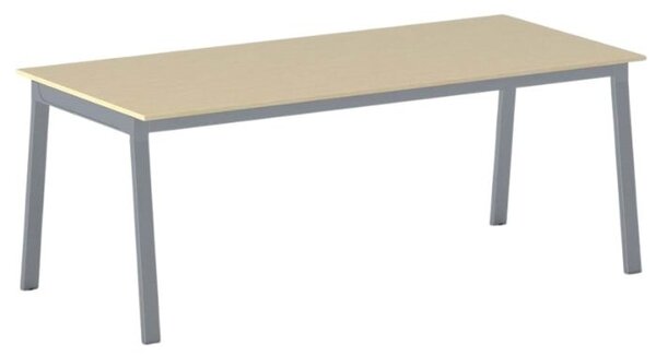 Jednací kancelářský stůl PRIMO BASIC, 200x90 cm, šedostříbrná podnož, bříza