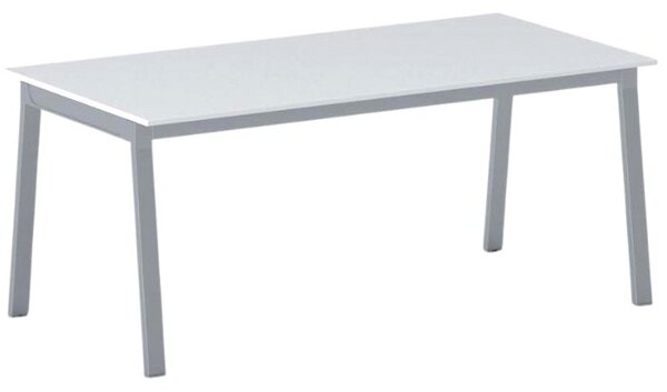 Jednací kancelářský stůl PRIMO BASIC, 180x90 cm, šedostříbrná podnož, bílá