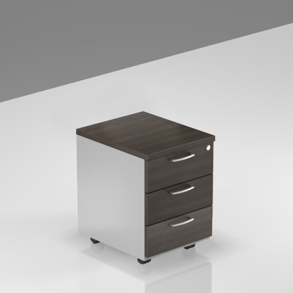 NABYTEK-DESIGNOVY.CZ - Kancelářský kontejner KOMFORT, 3 zásuvky, 52×43×59 cm, kaštan/šedá – KS30 07