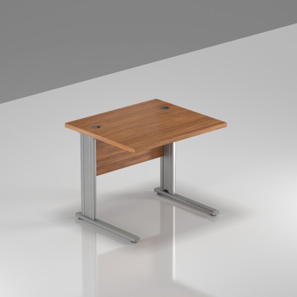 NABYTEK-DESIGNOVY.CZ - Kancelářský stůl KOMFORT, kovová podnož, 80×70×76cm, ořech/šedá – BPR08 19