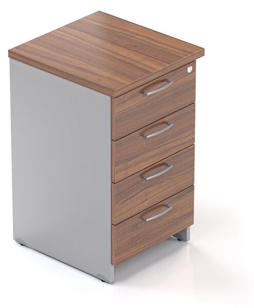 NABYTEK-DESIGNOVY.CZ - Kancelářský kontejner KOMFORT, 4 zásuvky, 47×50×76 cm, přístavný, ořech/šedá – KS54 19