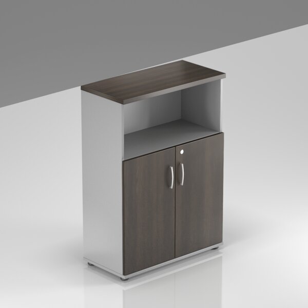 NABYTEK-DESIGNOVY.CZ - Kancelářská skříň KOMFORT, 80×38,5×113 cm, dveře 2/3, kaštan/šedá – S382 07