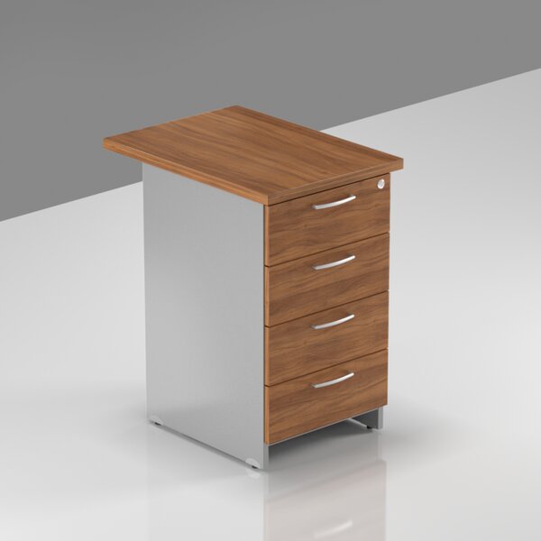 NABYTEK-DESIGNOVY.CZ - Kancelářský kontejner KOMFORT, 4 zásuvky, 47×50×76 cm, přístavný, ořech/šedá – KS54 19