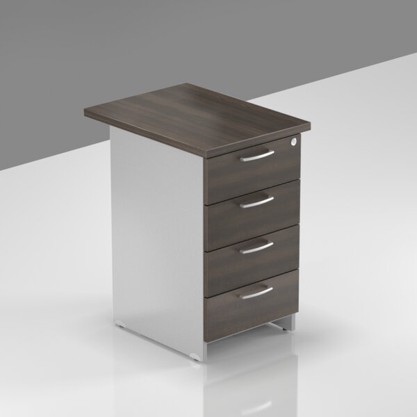 NABYTEK-DESIGNOVY.CZ - Kancelářský kontejner KOMFORT, 4 zásuvky, 47×50×76 cm, přístavný, kaštan/šedá – KS54 07
