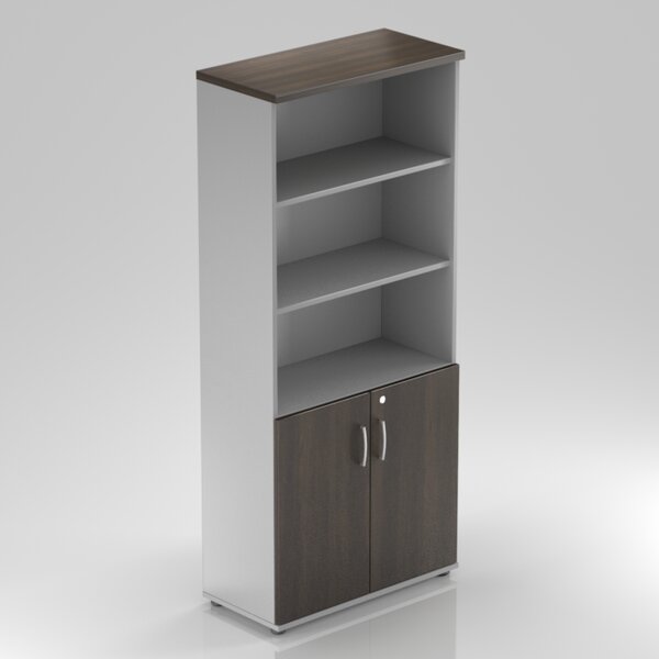 NABYTEK-DESIGNOVY.CZ - Kancelářská skříň KOMFORT, 80×38,5×183,5 cm, dveře 2/5, kaštan/šedá – S582 07