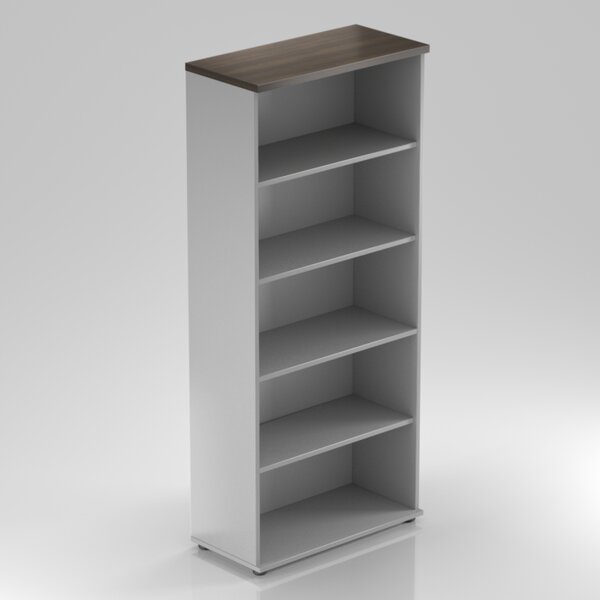 NABYTEK-DESIGNOVY.CZ - Kancelářský regál KOMFORT, 80×38,5×183,5 cm, bez dveří, kaštan/šedá – S580 07