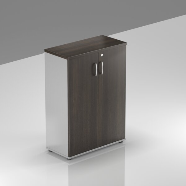 NABYTEK-DESIGNOVY.CZ - Kancelářská skříň KOMFORT, 80×38,5×113 cm, dveře 3/3, kaštan/šedá – S383 07
