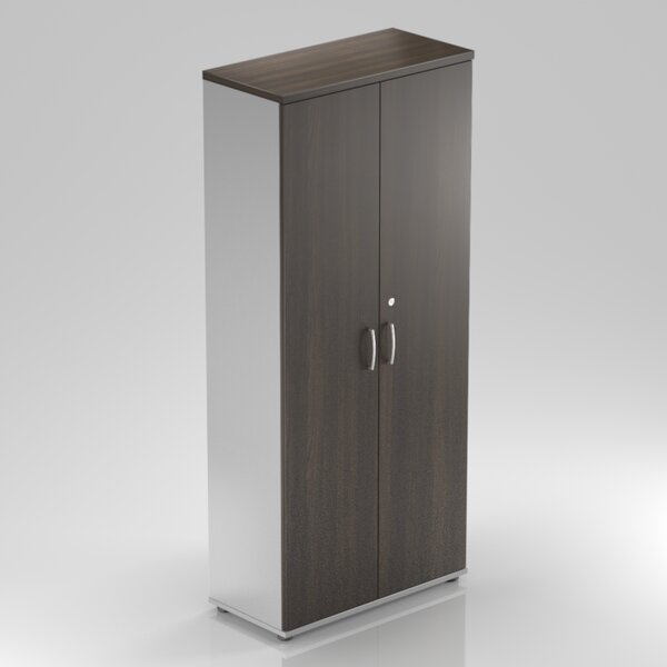 NABYTEK-DESIGNOVY.CZ - Kancelářská skříň KOMFORT, 80×38,5×183,5 cm, dveře 5/5, kaštan/šedá – S585 07