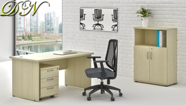 NABYTEK-DESIGNOVY.CZ - Pracovní místo KOMFORT – stůl, kontejner a skříň, javor – ZE 1.4 12
