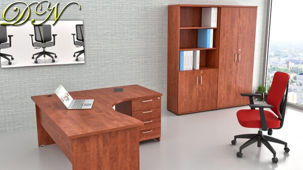 NABYTEK-DESIGNOVY.CZ - Kompletní rohová kancelář pro 1 pracovníka KOMFORT, calvados – ZE 1.12 03