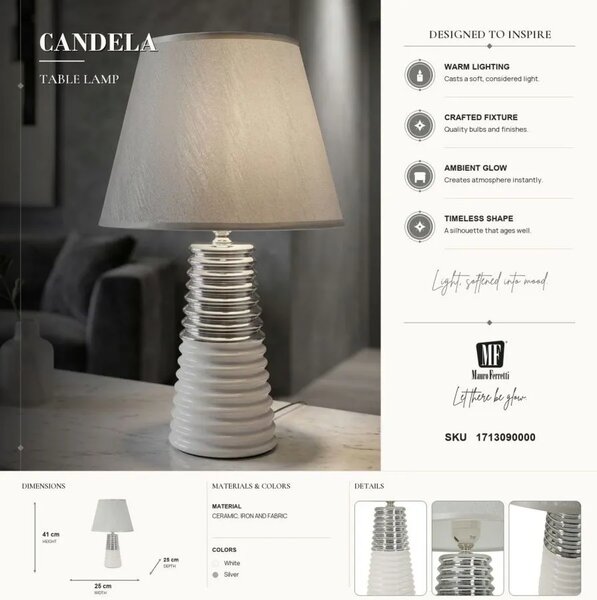 Mauro Ferretti Stolní lampa Candela 41 cm stříbrná