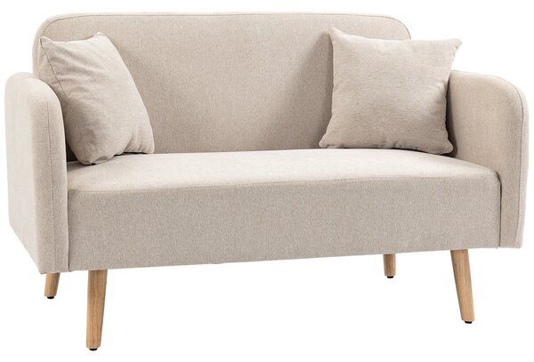 HOMCOM Dvoumístná Pohovka, Sedačka s 2 Polštáři, Polstrovaný Loveseat, Čalouněná Pohovka s Sametovým Povrchem, S Rukojeťmi, Loveseat do Obývacího Poko
