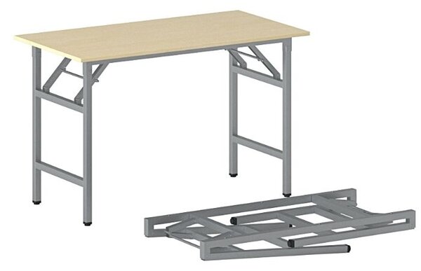 Konferenční stůl FAST READY, 120x60 cm, šedostříbrná podnož, bříza