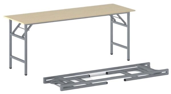Konferenční stůl FAST READY, 170x50 cm, šedostříbrná podnož, bříza