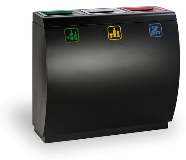 Odpadkový koš na tříděný odpad, 3x50 l, kovový