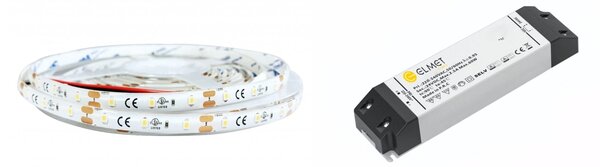ELMET LED pásek 3528/60 SMD 9,6W/m 12V IP65 zelená 5m + LED zdroj 0-60W 12V