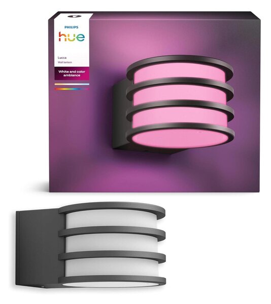 Philips Hue Lucca venkovní nástěnné LED svítidlo A60 WCA antracit 1000-20000K RGB
