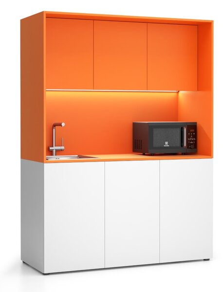 Kuchyňka NIKA se dřezem a baterií 1481 x 600 x 2000 mm, oranžová, levé