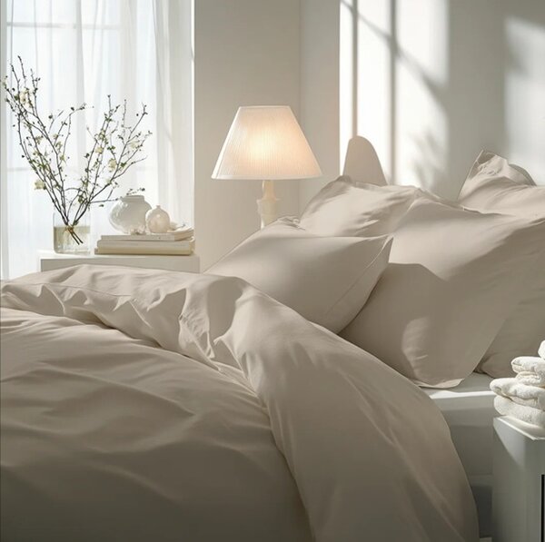 Florella Saténové povlečení Edel Satin Uni Beige Rozměr: 70x90 + 140x200 cm