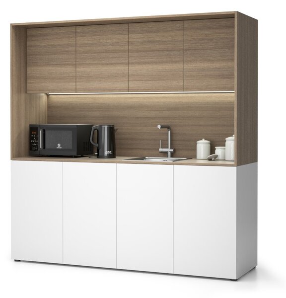 Kuchyňka NIKA se dřezem a baterií 1963 x 600 x 2000 mm, dub přírodní, pravé