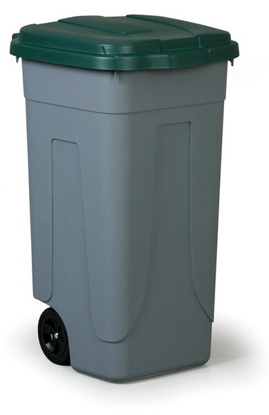 Mobilní plastový odpadkový koš 100 L, zelené víko
