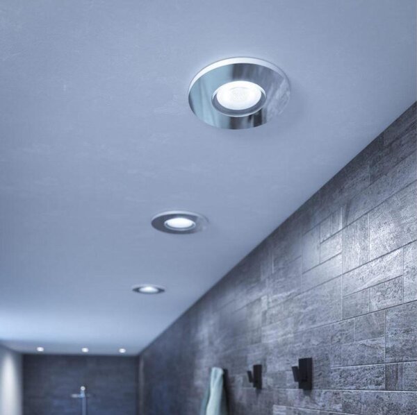 Philips Hue WA Adore koupelnové zápustné svítidlo 1x GU10 LED 4,2W 400lm 2200-6500K 9cm kulaté IP44, chrom