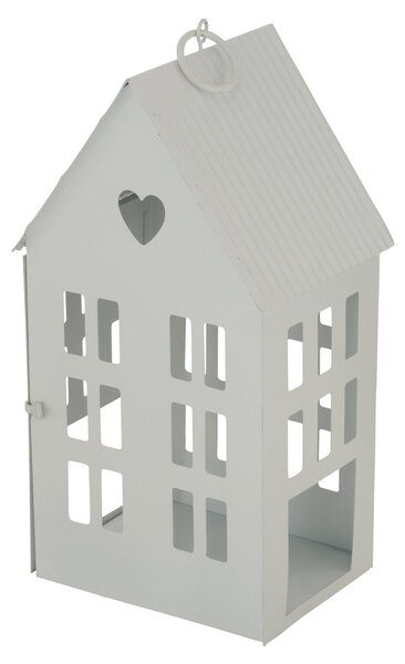 Lucerna kovová Domek 24 cm bílá
