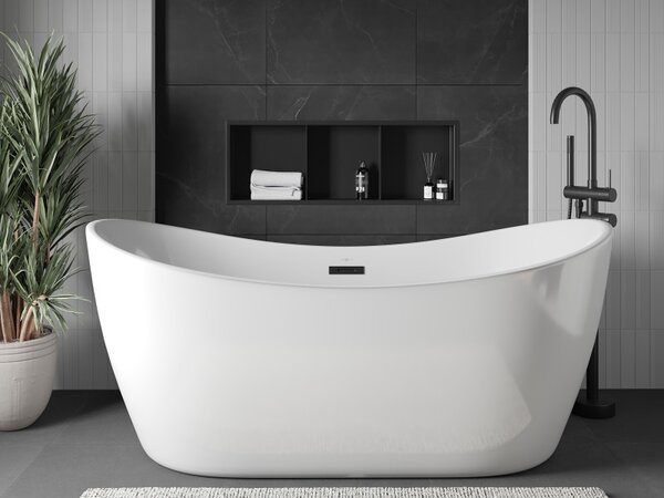 Mexen X-Wall-R, polička na zapuštění na obklad s límcem 90 x 30 cm, černá matná, 1970903010S