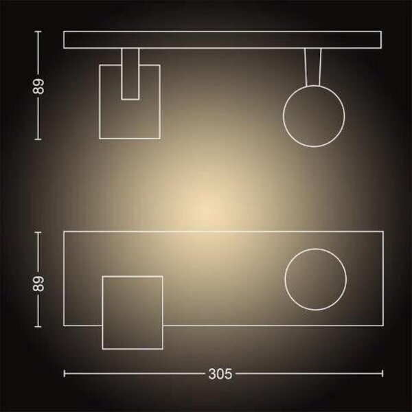 Philips Hue WA Runner bodové LED svítidlo GU10 2x5W 350lm 2200-6500K IP20 černá +ovladač
