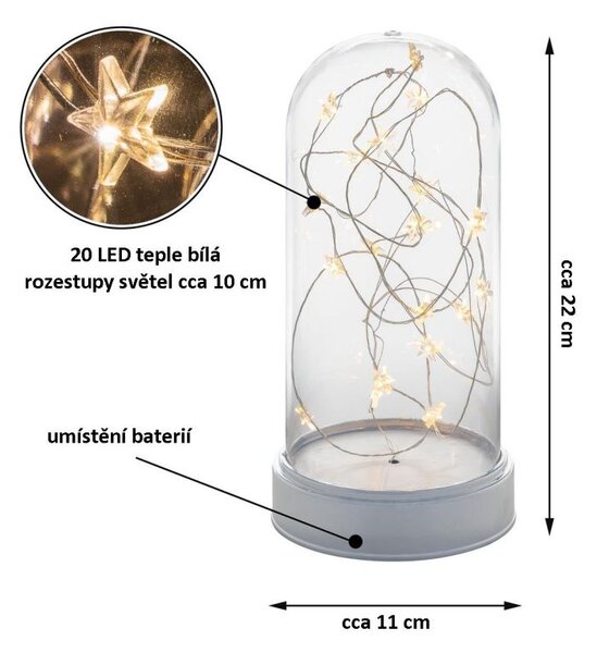 Nexos 64787 Vánoční svítící dekorace kopule - 20 LED, teple bílá