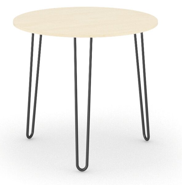 Kulatý jídelní stůl SPIDER, průměr 80 cm, černá podnož, bříza