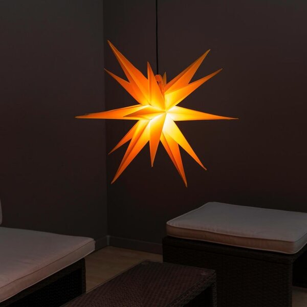 Vánoční dekorace, hvězda s časovačem 1 LED, 55 cm, žlutá