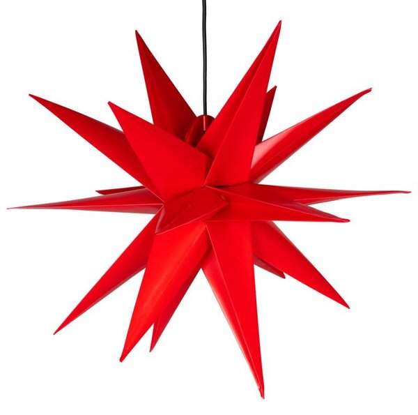 Vánoční dekorace, hvězda s časovačem 1 LED, 55 cm, červená