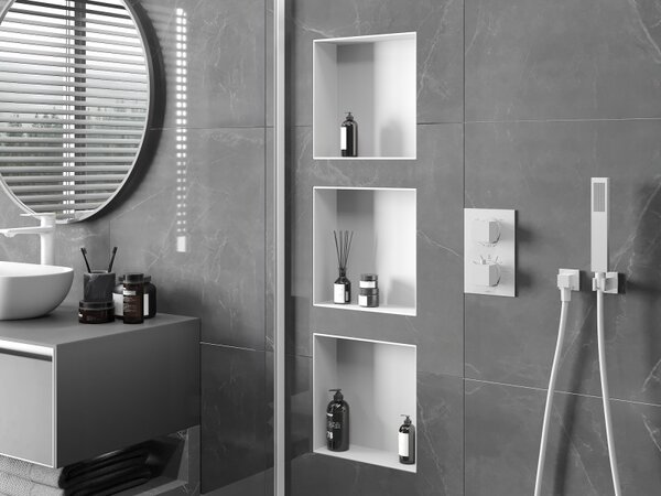 Mexen X-Wall-NR, polička na zapuštění pod obklad bez límce 30 x 30 cm, bílá, 1921303010