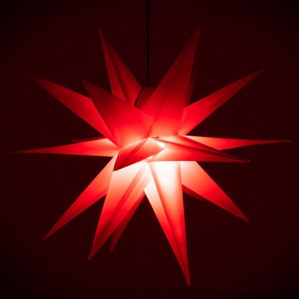 Vánoční dekorace, hvězda s časovačem 1 LED, 55 cm, červená