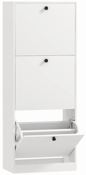 HOMCOM Botník se 3 Zásuvkami, Botník s Nastavitelnými Přihrádkami, Úzký Botník pro 12 Párů Bot 47 x 26 x 120 cm, Bílý | Aosom