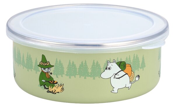 Muurla Miska s víkem Moomin Campers 0,8l, smalt / zelená