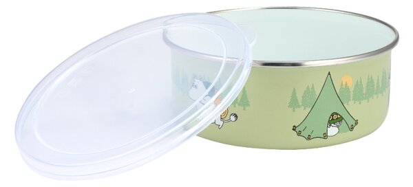 Muurla Miska s víkem Moomin Campers 0,8l, smalt / zelená