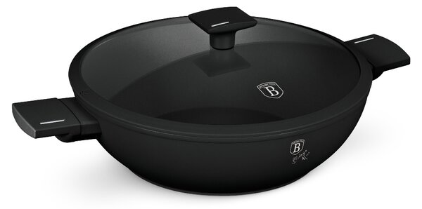 Pánev WOK s titanovým povrchem a poklicí 30 cm Matte Black Collection