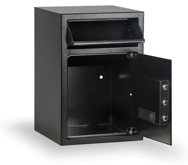 Nábytkový elektronický trezor s vhazovacím otvorem, 520x350x350 mm, 37 L