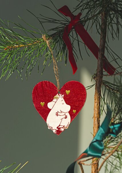 Muurla Vánoční dekorace Moomin Heart, překližka