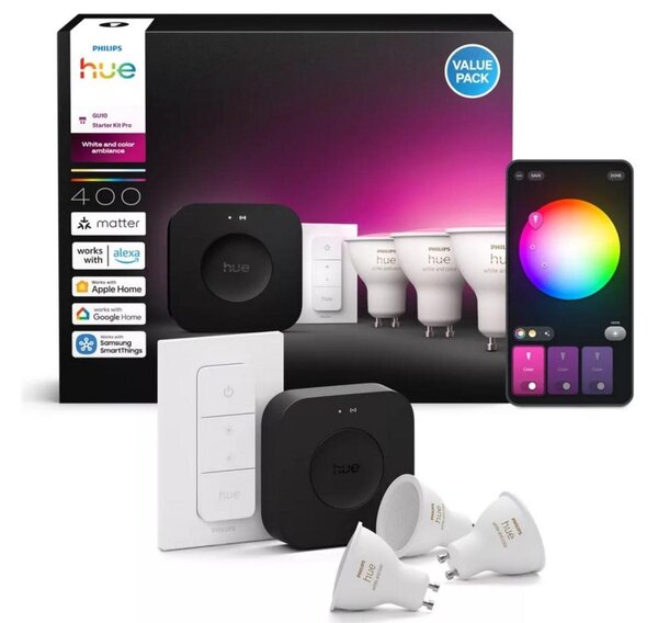 Philips Hue WCA 3x LED žárovka, 4,2W, 400lm, ovladač, bridge