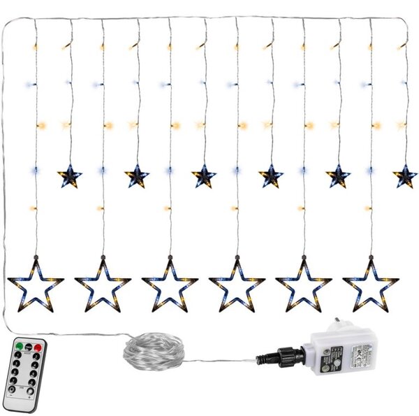 Vánoční LED řetěz hvězdy 150 LED, teplá/studená bílá, IP44
