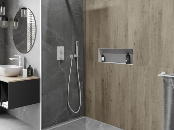 Mexen X-Wall-NR, polička na zapuštění pod obklad bez límce 60 x 20 cm, bílá, 1921602010