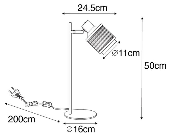 Průmyslová stolní lampa černá se zlatem - Kayden