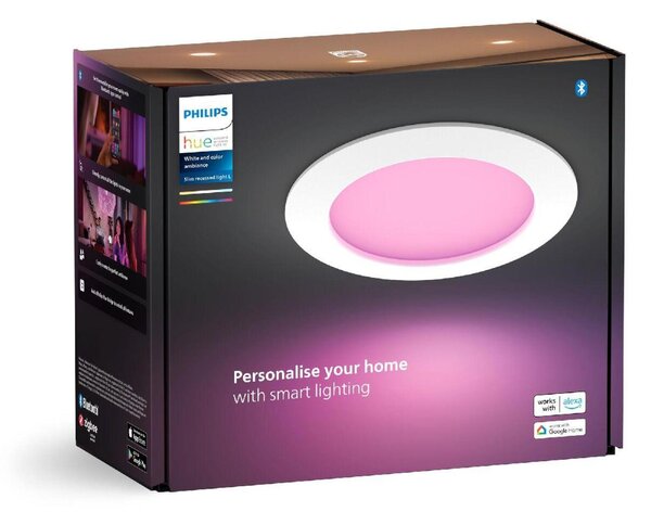 Philips Hue WCA Slim L zápustné svítidlo LED 12W 980lm 2200-6500K RGB CRI80 17cm kulaté IP44, bílé